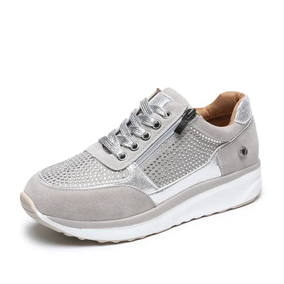 Women Shoes Gold Sneakers Zipper Platform Trainers Women Shoes Casual Lace-Up Tenis Feminino Zapatos De Mujer Womens Sneakers