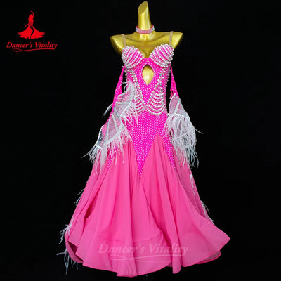 Ballroom Dance Performance Clothes for Women Hand Made Senior Modern Social Dancing Competiton Dress Adult Child Waltz Dresses