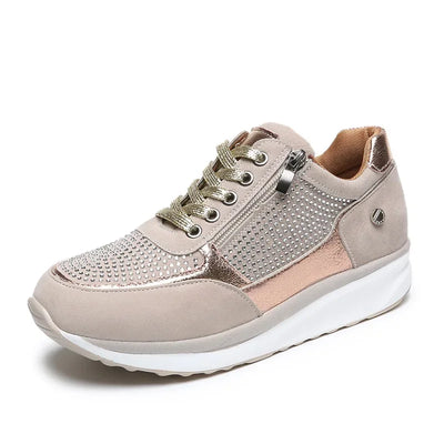 Women Shoes Gold Sneakers Zipper Platform Trainers Women Shoes Casual Lace-Up Tenis Feminino Zapatos De Mujer Womens Sneakers