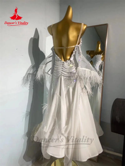 Ballroom Dance Performance Clothes for Women Hand Made Senior Modern Social Dancing Competiton Dress Adult Child Waltz Dresses