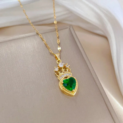Fashionable, Light and Luxurious Queen's Crown Necklace, Exquisite and Versatile Stainless Steel Clavicle Chain