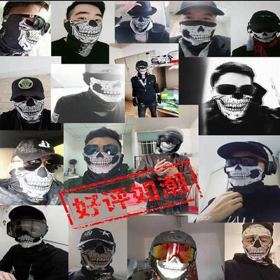 Bicycle Ski Skull Half Face Mask Ghost Scarf Multi Use Neck Warmer Cod Маска От Вируса Masque Tissu Mascara Para Rosto