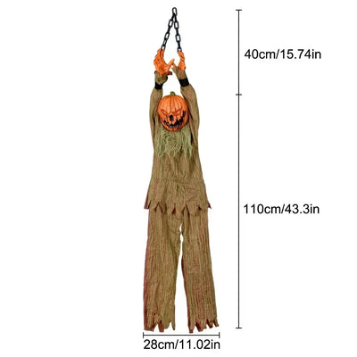 1PC Halloween Hanging Animated Decorations Talking Shaking Scary Clown with Chain Voice Control Outdoor Yard Haunted House Prop