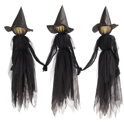 1.5M Halloween Light-up Witches Voice Control Screaming Witches Scary Decoration Sound Activated Witches Holding Hands for Home
