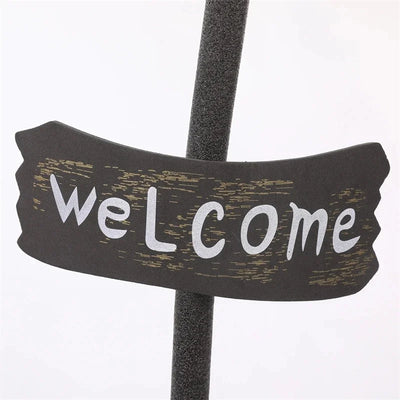 Electric Witch Broom Halloween Rustic Hay Welcome Sign Broom Prop Scary Porch Decoration Outdoor Yard Garden Holiday Accessories
