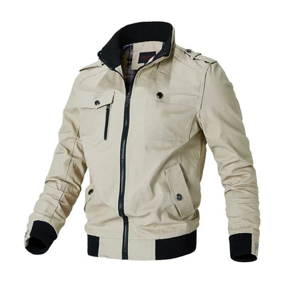 Men's WorkJacket Autumn Fashion Solid Color Pure Cotton Soft Shell Windproof Outdoor Hunting Work Jacket Men's Retro Coat