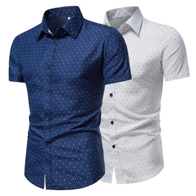 Great Summer Top Business Turn-down Collar Leisure Men Shirt  Slim Fit Men Shirt for Daily Wear
