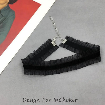 Velvet Collarbone Chain Necklace Women's Fashion Black and White Collar Women's Neck with Lace Sweet Collar Jewelry Accessories