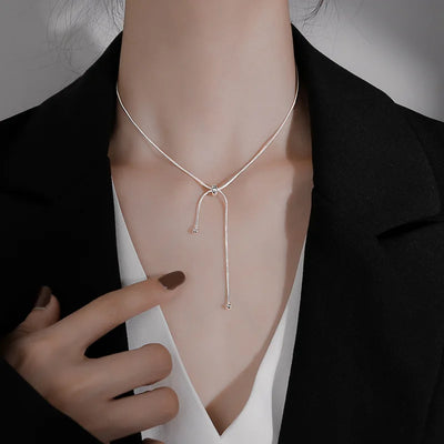 Snake Bone Chain Female Adjustable Pull-out Necklace Design Simple and Short Neck Chains