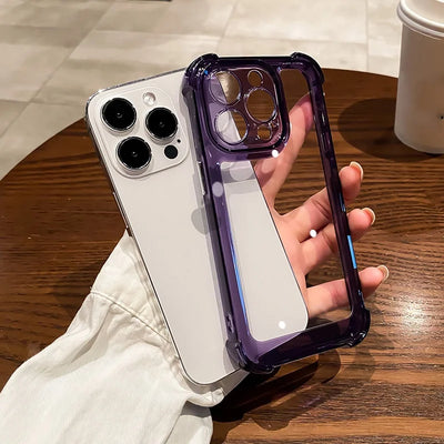 Luxury Transparent Silicone Phone Case For iPhone 16 15 14 13 12 11 Pro Max 16E XR X XS 7 8 14 15 Plus SE2 Shockproof Soft Cover