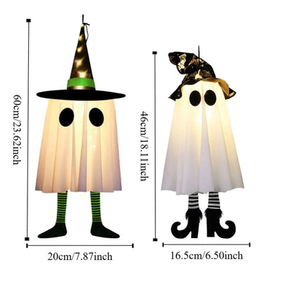 Scary Luminous Halloween Hanging Ghost Flashing with Witch Hat Halloween Hanging Ornament Floating LED Specter Haunted House
