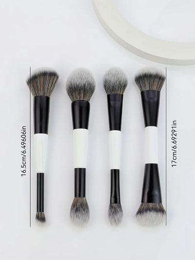 4 Double-Headed Makeup Brushes, Multi-Functional Makeup Brush, Blush Brush, Foundation Brush, Loose Powder Brush, Highlight Brush, Nose Shadow Brush, Concealer Brush, Blush Brush, Gift for Ladies and Girls
