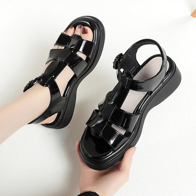AIYUQI Women Sandals Summer 2025 New Genuine Leather Wedge Women Sandals Open Toe Roman Sandals Women