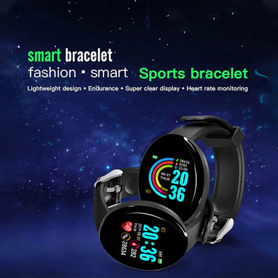 2025 New D18 Smart Watch Heart Rate Monitor Men's Women's Smartwatch Round Fitness Digital Watches for Men Women Band Bracelet