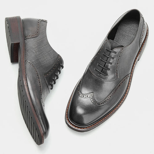 Brogue Genuine Leather Men Derby Shoes Thick Sole Men Formal Dress Shoes Men Leather Shoes #AL712
