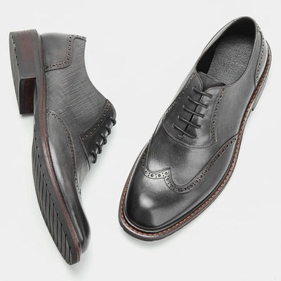 Brogue Genuine Leather Men Derby Shoes Thick Sole Men Formal Dress Shoes Men Leather Shoes #AL712