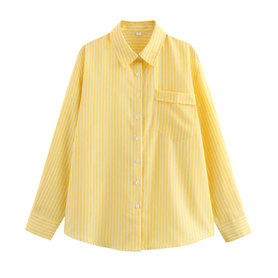 Women's Striped Blouse Multicolored Shirt Office Female's Top 2024 Summer Solid Shirt Elegant Comfortable Loose Fitting Shirts