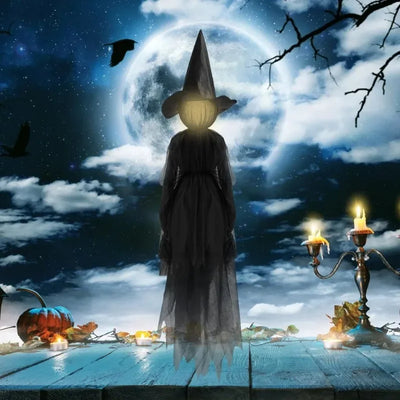 1.5M Halloween Light-up Witches Voice Control Screaming Witches Scary Decoration Sound Activated Witches Holding Hands for Home