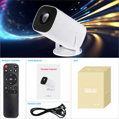 Miniproyector inteligente 4K Android 12.0 720P nativo 1280*720P Dual WIFI6 BT5.0 Proyector de cine portátil para exteriores con rotación de 180°