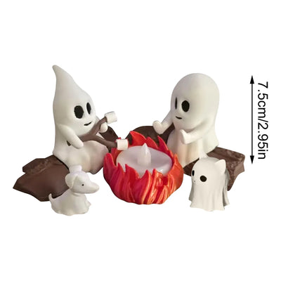 Funny Halloween Ghost Decor Indoor Outdoor Cute Figurine Set Ghost Lantern Pendant Party Props Desktop Decoration Ornament Gift