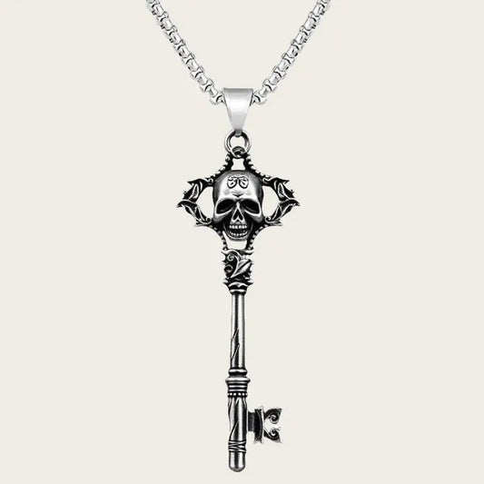 Skull Key Necklace, Gothic jewelry, Retro, Pagan, Alternative, Witchcraft accessories, Mysteriou, Bone Key, Choker For Women Man