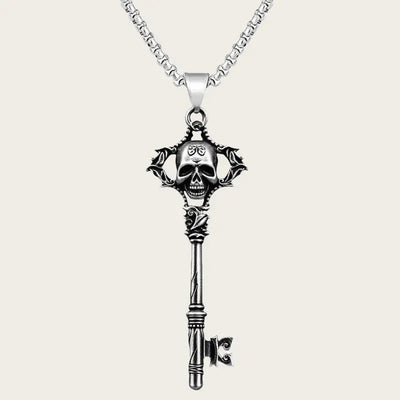 Skull Key Necklace, Gothic jewelry, Retro, Pagan, Alternative, Witchcraft accessories, Mysteriou, Bone Key, Choker For Women Man