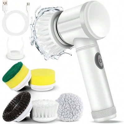 5 in 1 Powerful Electric Cleaning Brush Spin Scrubber Brush Deep Cleaning with 5 Replaceable Heads For Bathroom Kitchen 2025 New
