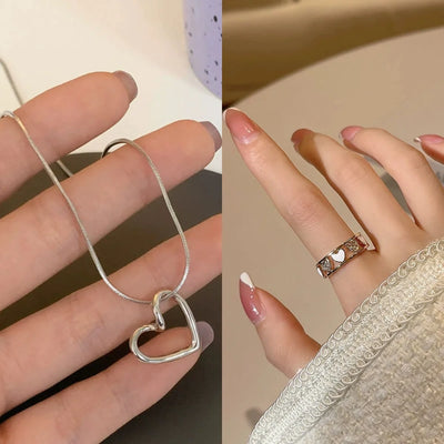 Korean Fashion Necklace for Women Heart Shaped Necklace Pendant Temperament Clavicle Chain Birthday Party Jewelry Gift 목걸이