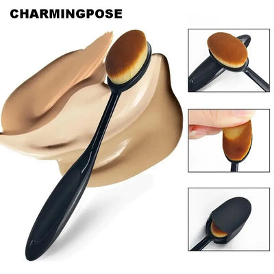 Toothbrush-Style Makeup Brush for Quick & Flawless Liquid/Cream/Powder Application, Professional Cosmetic Tool Set