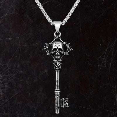 Skull Key Necklace, Gothic jewelry, Retro, Pagan, Alternative, Witchcraft accessories, Mysteriou, Bone Key, Choker For Women Man