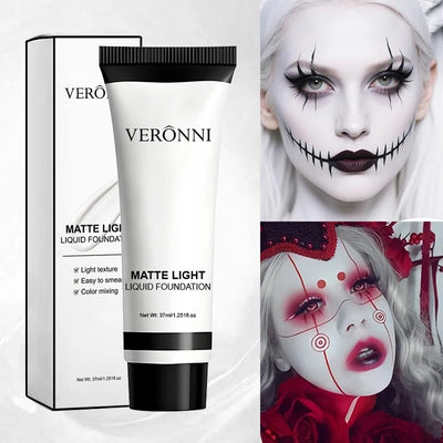 Professional White Face Foundation-Waterproof,Matte Finish,for Photography,Clown,Gothic Makeup,24H Wear,Natural Look Cosmetics