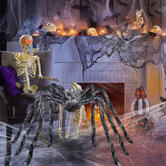 Luminous Halloween Spider Scary Big LED Spider Web Haunted Indoor Outdoor Halloween Decorations Props