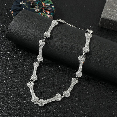 Bone Bead Necklace - 10-Segment Skeleton Spine Pendant, Gothic Jewelry Gift for Men & Women, Edgy Bohemian Accessories