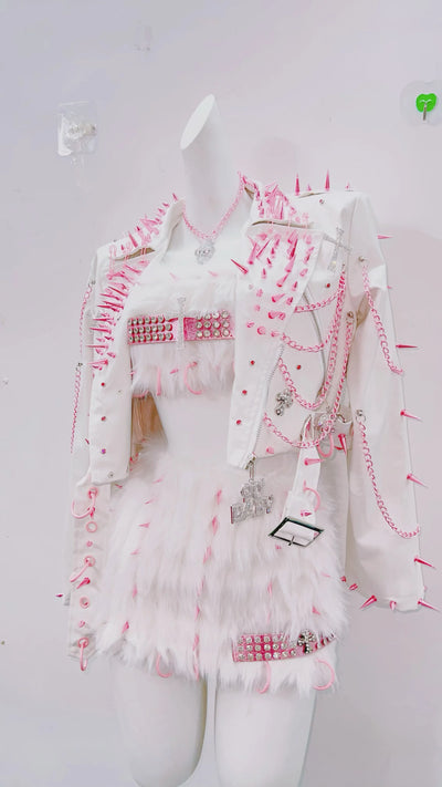 y2k Leather jacket  gothic Leather Jacket gothic clothes y2k clothes CrossLeather Jacket Rivet Jacket harajuku Leather Jacket