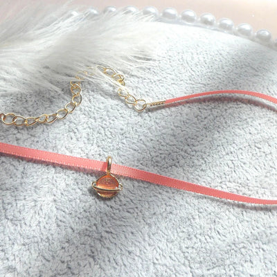 Fashion Choker Necklace For Women Lovely Pink Lace Pearl Heart Pendant Short Clavicle Necklace Aesthetic Jewelry Gift For Her