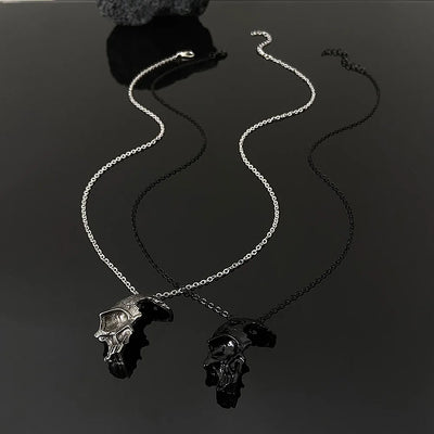 Incomplete Skull Face Necklace for Women Men Vintage Punk Skeleton Face Pendant Chain Choker Jewelry Accessories Gift Cool Thing