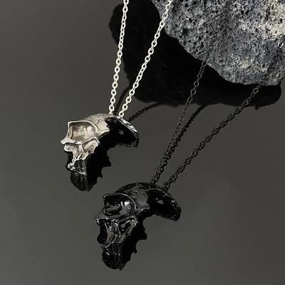 Incomplete Skull Face Necklace for Women Men Vintage Punk Skeleton Face Pendant Chain Choker Jewelry Accessories Gift Cool Thing