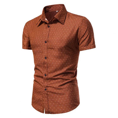 Great Summer Top Business Turn-down Collar Leisure Men Shirt  Slim Fit Men Shirt for Daily Wear