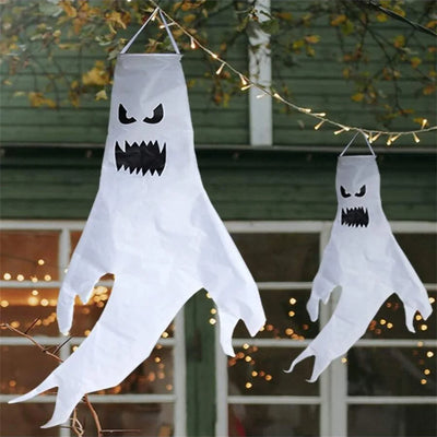 Halloween Ghost Hanging Decorations, Indoor Outdoor Yard Flags Party Supplies, Spooky Home Decoration Accessories