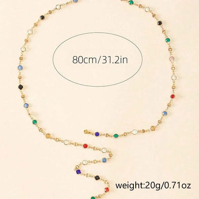 Elegant Women's Colorful Crystal Collarbone Chain Necklace Simple Long Chain Tassel Pendant Necklace Jewelry Factory Wholesale