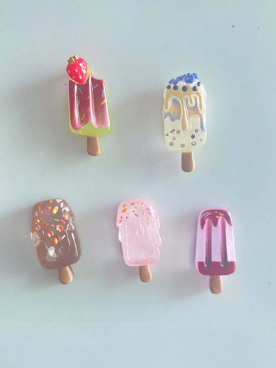 6pcs Magnetic Fridge Magnets Set] 6pcs Set of Fruit & Ice Cream Magnetic Fridge Magnets - Strawberry, Watermelon Designs