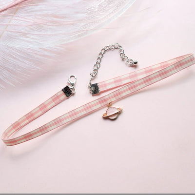 Fashion Choker Necklace For Women Lovely Pink Lace Pearl Heart Pendant Short Clavicle Necklace Aesthetic Jewelry Gift For Her