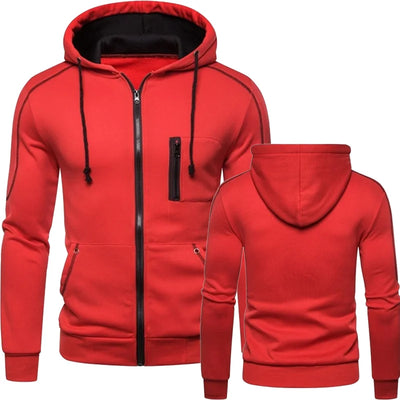 Mens Hooded Jacket Casual Motorcycle Jacket Outdoor Zip Warm Jacket
