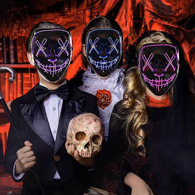 Led Mask Halloween Party Masque Masquerade Masks Neon Light Mask Mascara Horror Maska Glowing Purge Mask Glow In The Dark