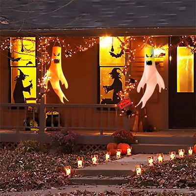 Halloween Ghost Hanging Decorations, Indoor Outdoor Yard Flags Party Supplies, Spooky Home Decoration Accessories