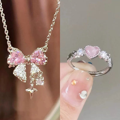 Korean Fashion Necklace for Women Heart Shaped Necklace Pendant Temperament Clavicle Chain Birthday Party Jewelry Gift 목걸이