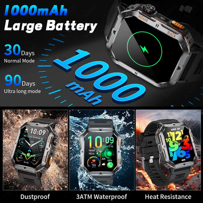 LIGE New Smart Watch Men 1000mAh Extra Large Battery 3ATM Professional Waterproof 2.01