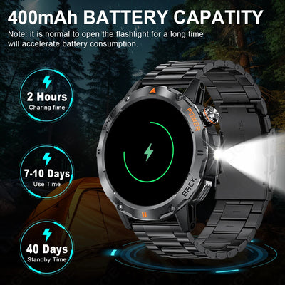 LIGE Smart Watch 1.53 Inch Color Screen Sport LED Flashlight Heart Rate Waterproof Fitness Tracker Bluetooth Call Smartwatch Men