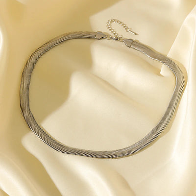 EILIECK 316L Stainless Steel Silver Color Flat Snake Bone Chain Necklace For Women New Fashion Neck Chain Jewelry Holiday Gifts