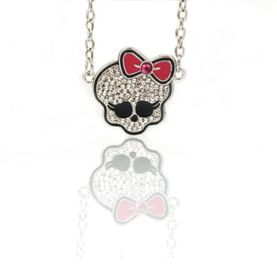 Halloween Skeleton Necklace Fashion Punk Gothic Cute Pink Bow-Knot Skeleton Pendant Necklace Jewelry Christmas Gifts